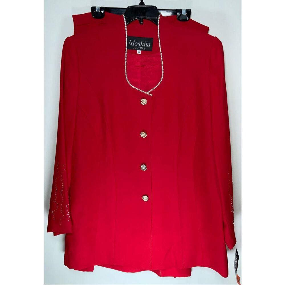Moshito Couture vintage 90s red skirt suit set size 18W